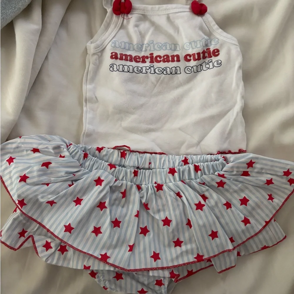 Baby Starters American Cutie Diaper Cover Set - Red and White